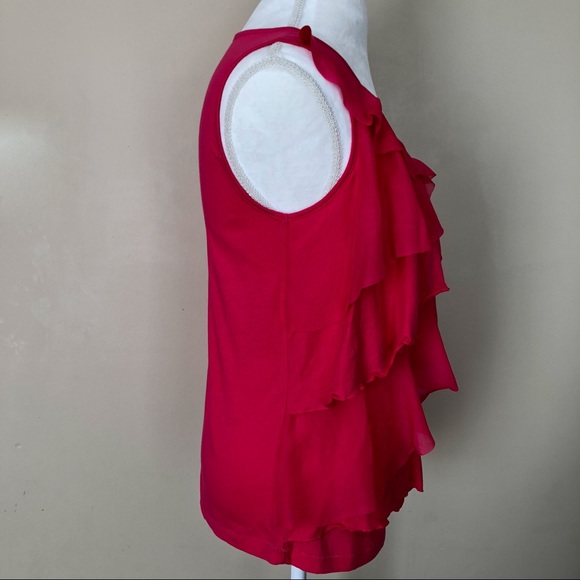 Ann Taylor LOFT Pink Layered Ruffle Top - Picture 6 of 8